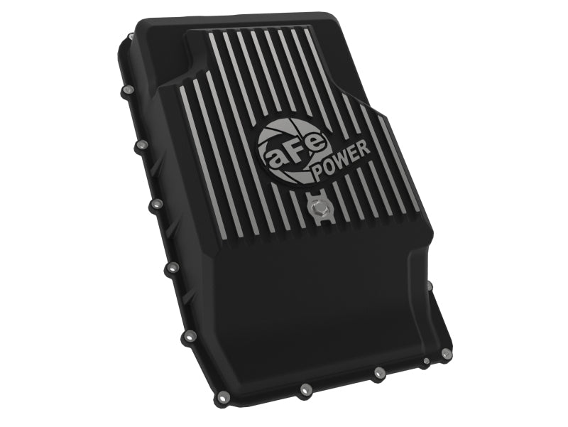 aFe 17-24 Ford F-150 10R60/10R80 Pro Series Rear Transmission Pan Black w/ Machined Fins aFe Diff Covers