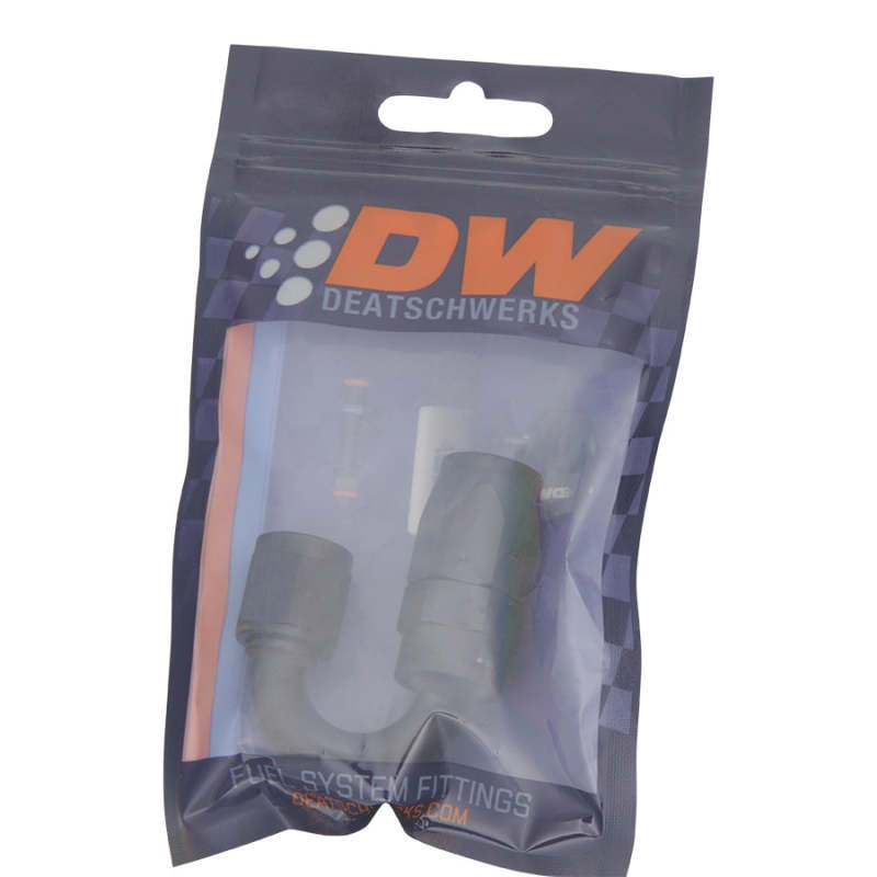 DeatschWerks 6AN Female Swivel 180-Degree Hose End CPE - Anodized Matte Black DeatschWerks Fittings