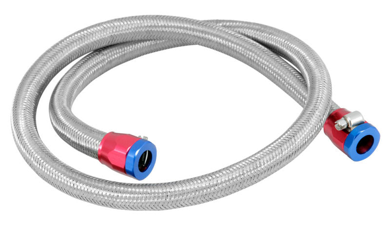 Spectre Stainless Steel Flex Fuel Line 3/8in. ID - 3ft. w/Clamps Red/Blue Spectre Fuel Lines