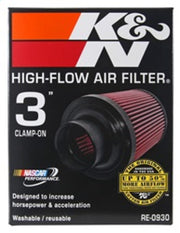 K&N Universal Rubber Filter - Round Tapered 6in Base OD x 3in Flange ID x 6in H K&N Engineering Air Filters - Universal Fit