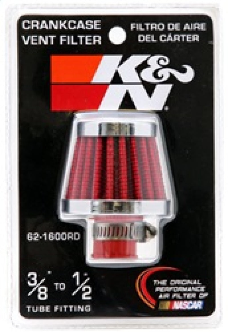 K&N 2in Base OD x .375in Flange ID x 1.75in H Rubber Base Crankcase Vent Filter K&N Engineering Air Filters - Universal Fit