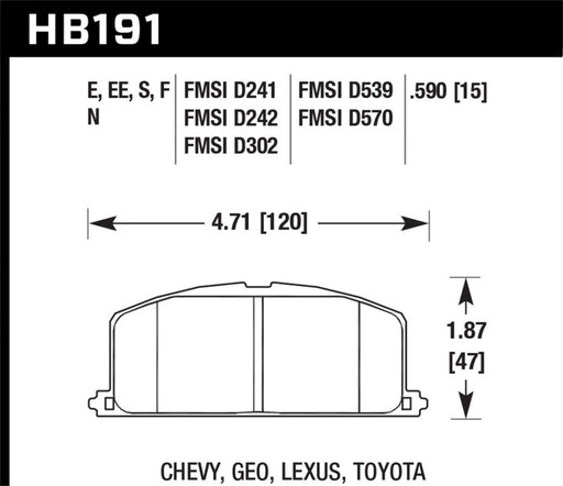 Hawk 1985 Chevrolet Nova Front ER-1 Brake Pads Hawk Performance Brake Pads - Racing