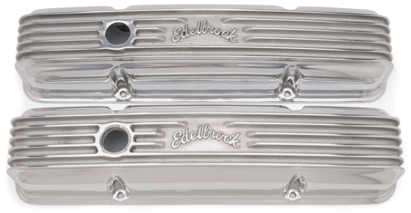Edelbrock Valve Cover Classic Series Chevrolet 1959-1986 262-400 CI V8 Polshed Edelbrock Valve Covers