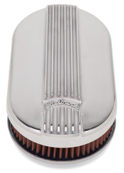 Edelbrock Air Cleaner Classic Series Oval Aluminum Top Cloth Element 17 5In X 9 35In X 3 9In Edelbrock Air Filters - Universal Fit
