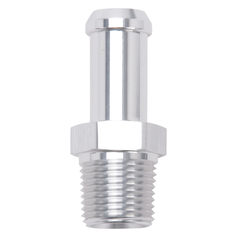 Edelbrock Hose End Straight 3/8In NPT to 1/2In Barb Clear Anodize Edelbrock Fittings
