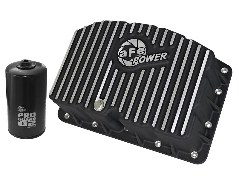 AFE Pro Series Engine Oil Pan Black w/Machined Fins; 11-16 Ford Powerstroke V8-6.7L (td) aFe Diff Covers