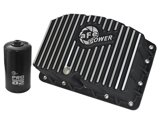 AFE Pro Series Engine Oil Pan Black w/Machined Fins; 11-16 Ford Powerstroke V8-6.7L (td) aFe Diff Covers