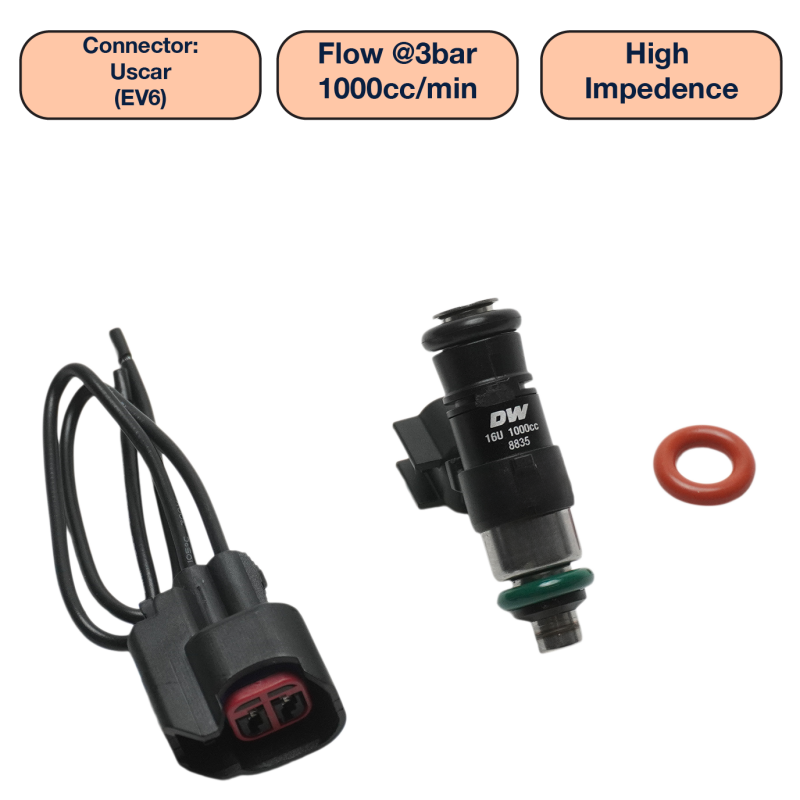 DeatschWerks Universal 1000cc Single Fuel Injector / 34mm Length / 14mm O-Ring Seals DeatschWerks Fuel Injectors - Single