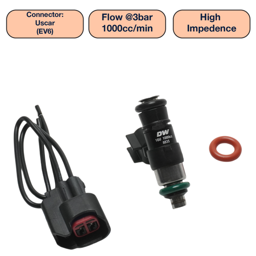 DeatschWerks Universal 1000cc Single Fuel Injector / 34mm Length / 14mm O-Ring Seals DeatschWerks Fuel Injectors - Single