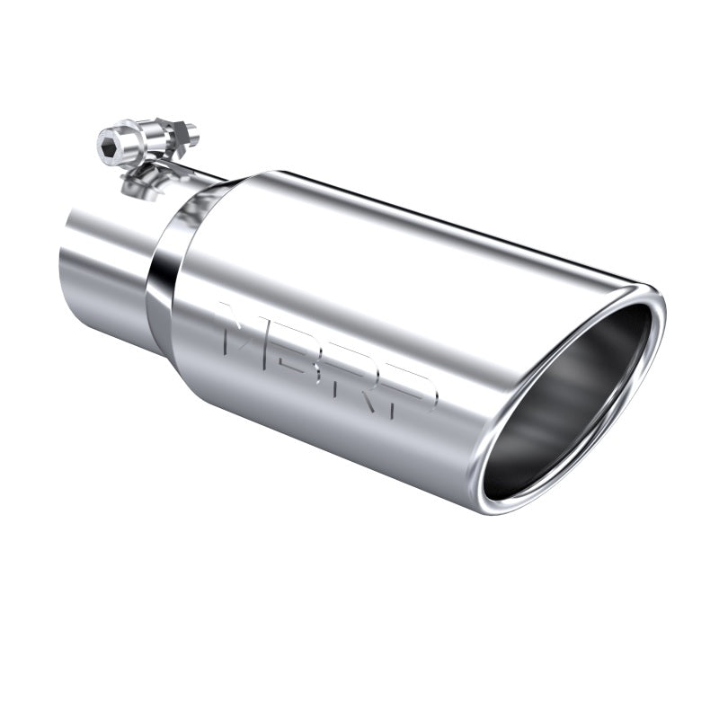 MBRP Universal Tip 4in OD 3in Inlet 10in Length Angled Rolled End T304 MBRP Steel Tubing
