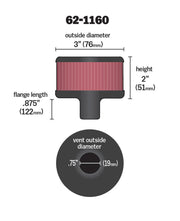 K&N Filter 3/4in Vent 3in Diameter 2in Height K&N Engineering Air Filters - Universal Fit