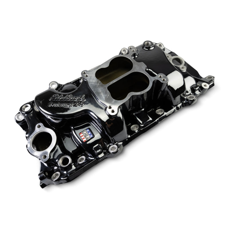 Edelbrock 65-90 BB Chevy Oval Port Heads Performer 2-O Manifold - Black Plasma Edelbrock Intake Manifolds