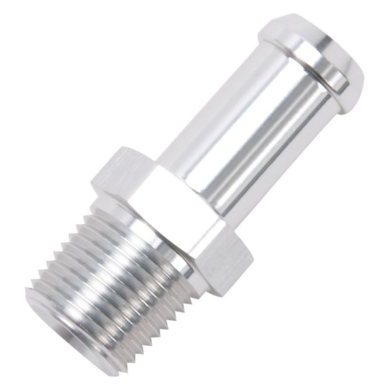 Edelbrock Hose End Straight 3/8In NPT to 1/2In Barb Clear Anodize Edelbrock Fittings
