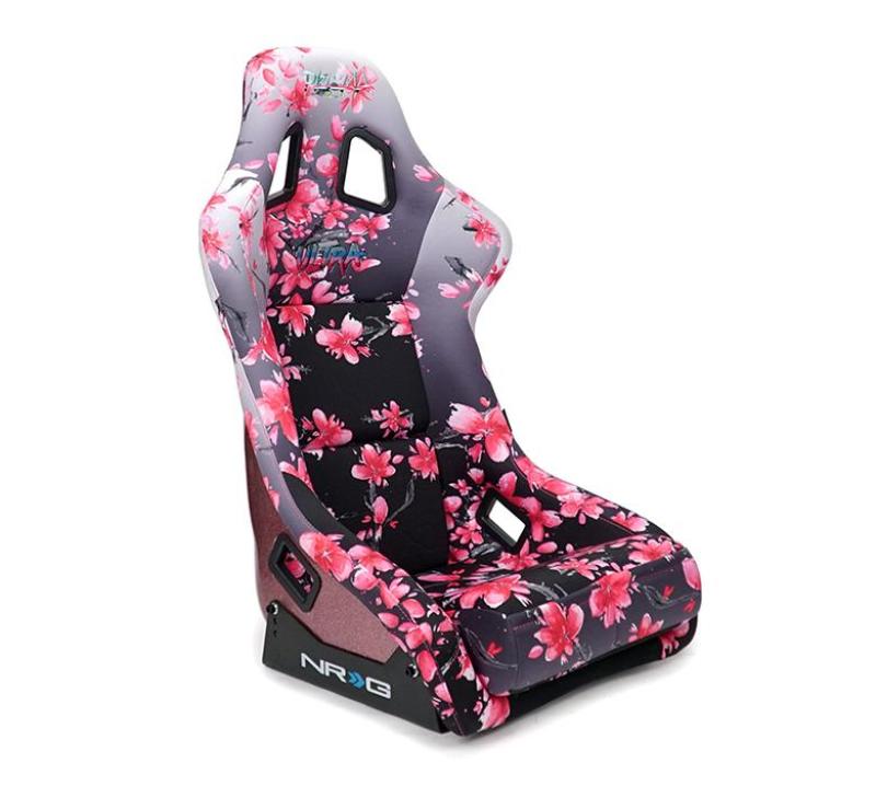 NRG FRP Bucket Seat PRISMA Japanese Cherry Blossom Edition W/ Pink Pearlized Back - Medium NRG Race Seats