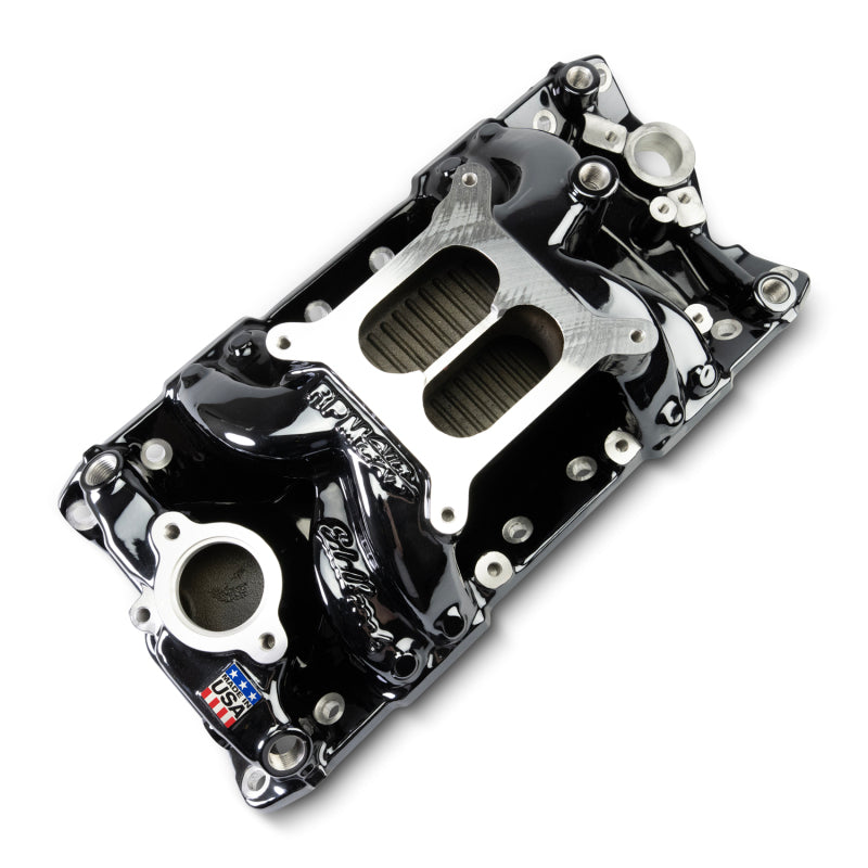 Edelbrock Chevy Small Block Performer RPM AIR-Gap Intake Manifold Black Plasma Finish Edelbrock Intake Manifolds