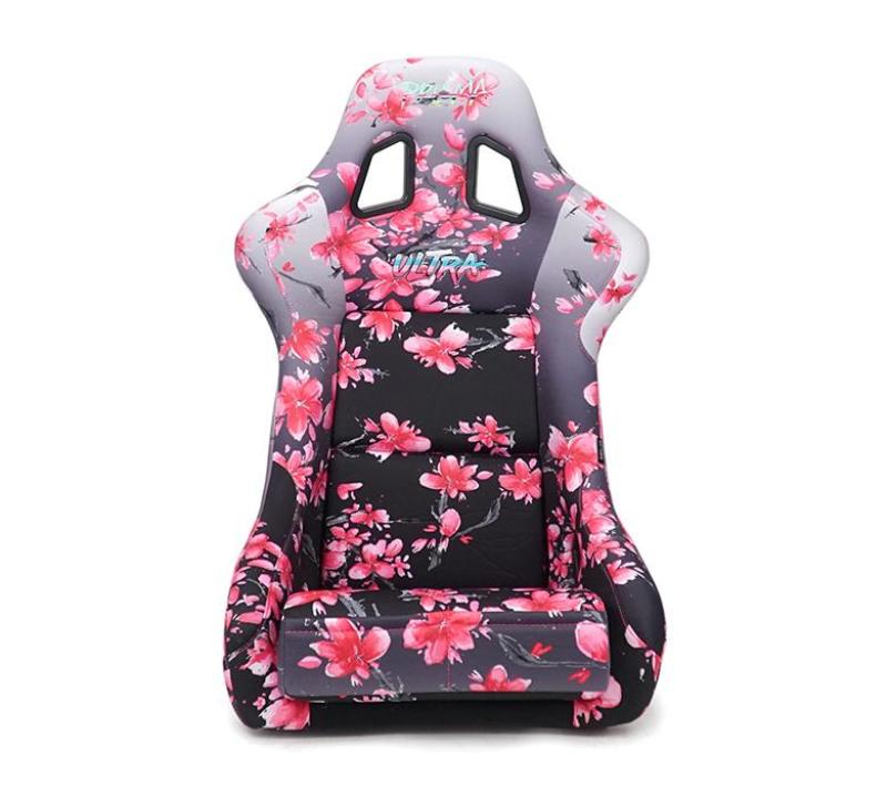 NRG FRP Bucket Seat PRISMA Japanese Cherry Blossom Edition W/ Pink Pearlized Back - Medium NRG Race Seats
