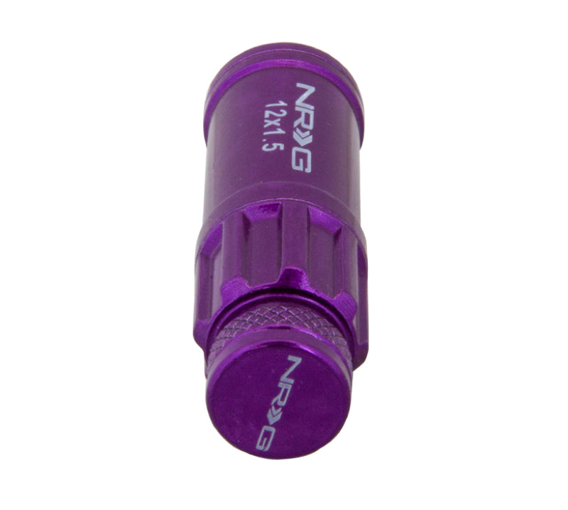 NRG 700 Series M12 X 1.5 Steel Lug Nut w/Dust Cap Cover Set 21 Pc w/Locks & Lock Socket - Purple NRG Lug Nuts