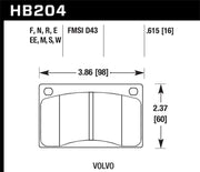 Hawk 90-93 Volvo 240 2.3L Base Front ER-1 Brake Pads Hawk Performance Brake Pads - Racing