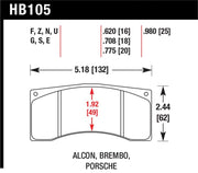 Hawk Alcon B Caliber Performance Ceramic Street Brake Pads Hawk Performance Brake Pads - Performance