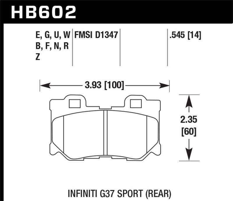 Hawk 14-19 Infiniti Q50 Rear ER-1 Brake Pads Hawk Performance Brake Pads - Racing