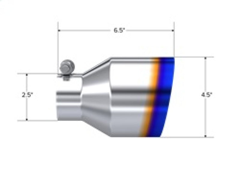 MBRP Universal Burnt SS Tip 2.5in ID / 4.5in OD Out / 6.5in Length Angle Cut Single Wall