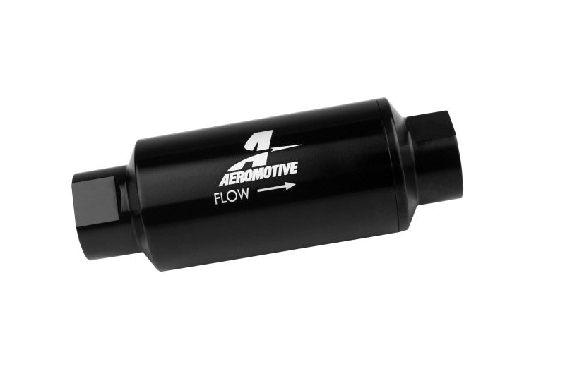 Aeromotive In-Line Fuel Filter 40-M Stainless Mesh Element ORB-10 Port (Bright-Dip Black) 2in. OD Aeromotive Fuel Filters