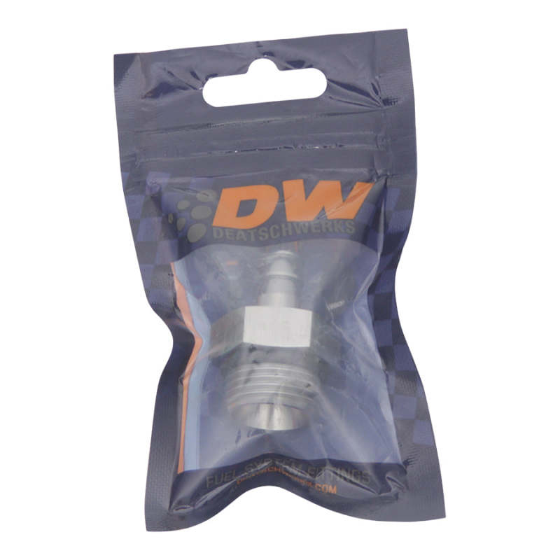 DeatschWerks 8AN ORB Male to 5/16in Male Triple Barb Fitting (Incl O-Ring) - Anodized DW Titanium DeatschWerks Fittings
