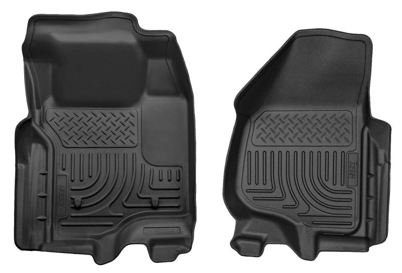 Husky Liners 11-12 Ford Super Duty Crew & Extended Cab WeatherBeater Front Row Black Floor Liners Husky Liners Floor Mats - Rubber