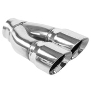 MagnaFlow Tip Stainless Double Wall Round Dual Outlet Polished 3in DIA 2.25in Inlet 9.75in Length Magnaflow Catalytic Converter Universal