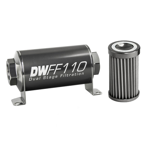 DeatschWerks Stainless Steel 8AN 40 Micron Universal Inline Fuel Filter Housing Kit (110mm) DeatschWerks Fuel Filters