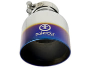 aFe Takeda 304 Stainless Steel Clamp-On Exhaust Tip 2.5in. Inlet / 4.5in. Outlet - Blue Flame aFe Tips