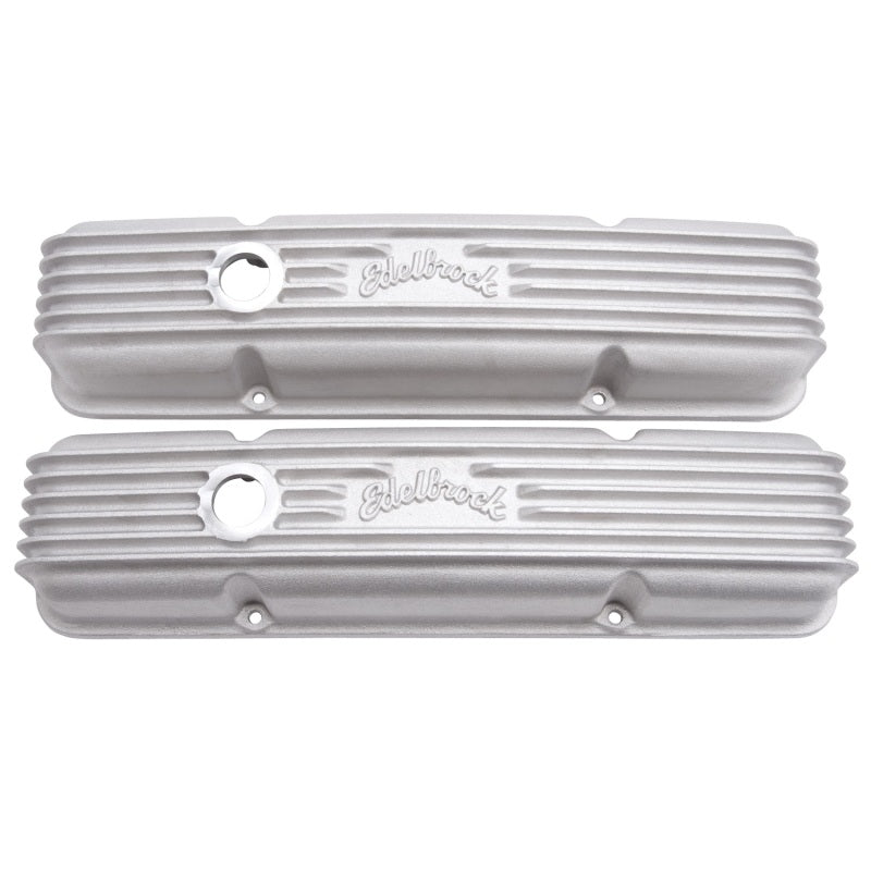 Edelbrock Valve Cover Classic Series Chevrolet 1959-1986 262-400 CI V8 w/ Breather Holes Satin Edelbrock Valve Covers