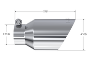 MBRP Universal Tip 4in O.D. Dual Wall Angled 2.5in inlet 8in length T304 MBRP Steel Tubing