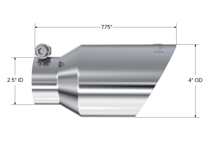 MBRP Universal Tip 4in O.D. Dual Wall Angled 2.5in inlet 8in length T304 MBRP Steel Tubing