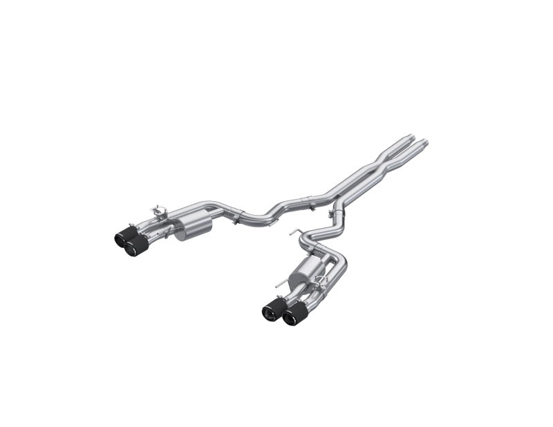 MBRP 2024+ For Mustang GT (S650) 3in Cat-Back Quad Tip - 4in Carbon Fiber Tips MBRP Catback