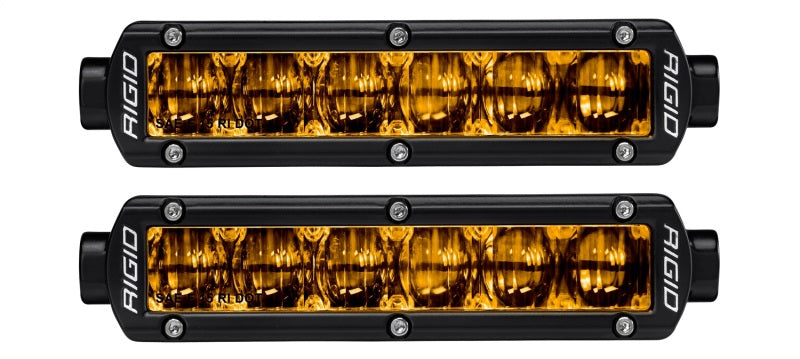 Rigid Industries 6in SR-Series Pro Dot / SAE Fog Lights (Pair) - Selective Yellow Rigid Industries Light Bars & Cubes