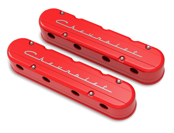 Holley 2-Piece "Chevrolet" Script Valve Cover - Gen III/IV LS - Gloss Red Machined 241-179 HOLLEY Autoparts