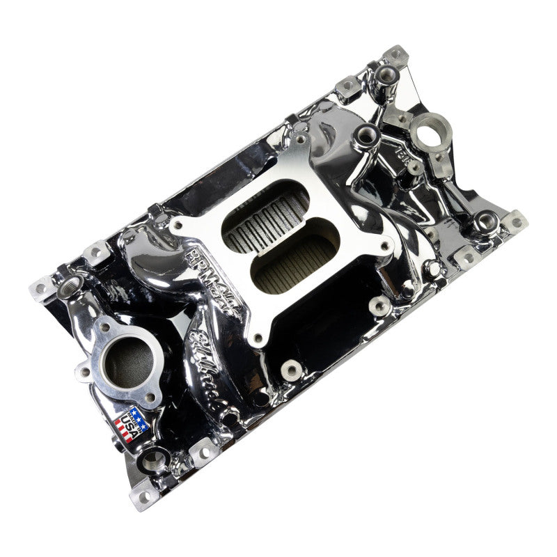 Edelbrock RPM Air-Gap Manifold for Small-Block Chevy Vortec - Chrome Plasma Edelbrock Intake Manifolds