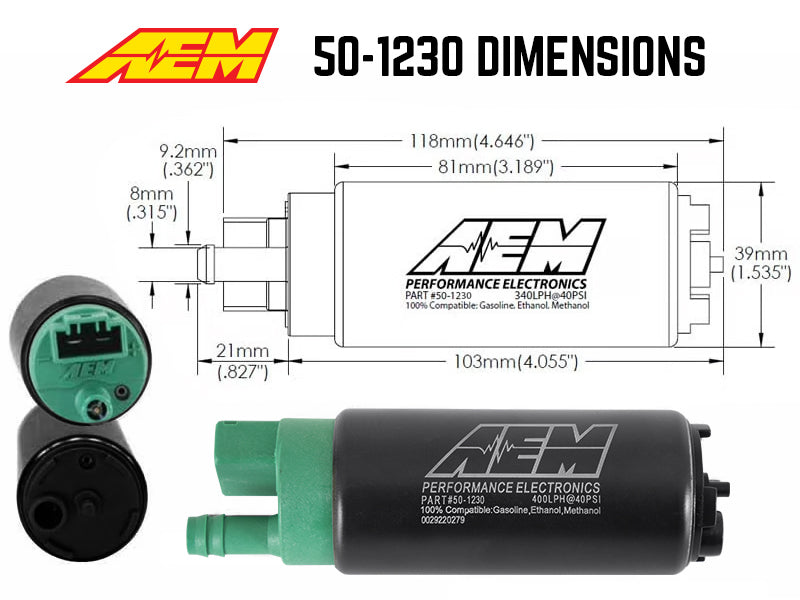 AEM 400 LPH High Flow In-Tank Fuel Pump Kit - Double Barb - Ethanol Compatible AEM Fuel Pumps