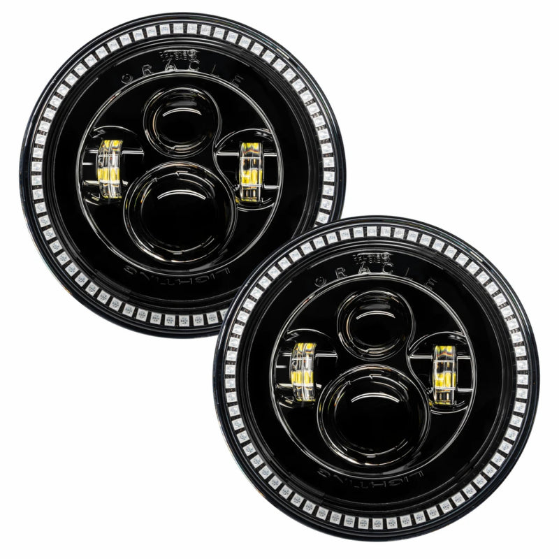 Oracle 7in High Powered LED Headlights - Black Bezel - ColorSHIFT - BC1 ORACLE Lighting Headlights