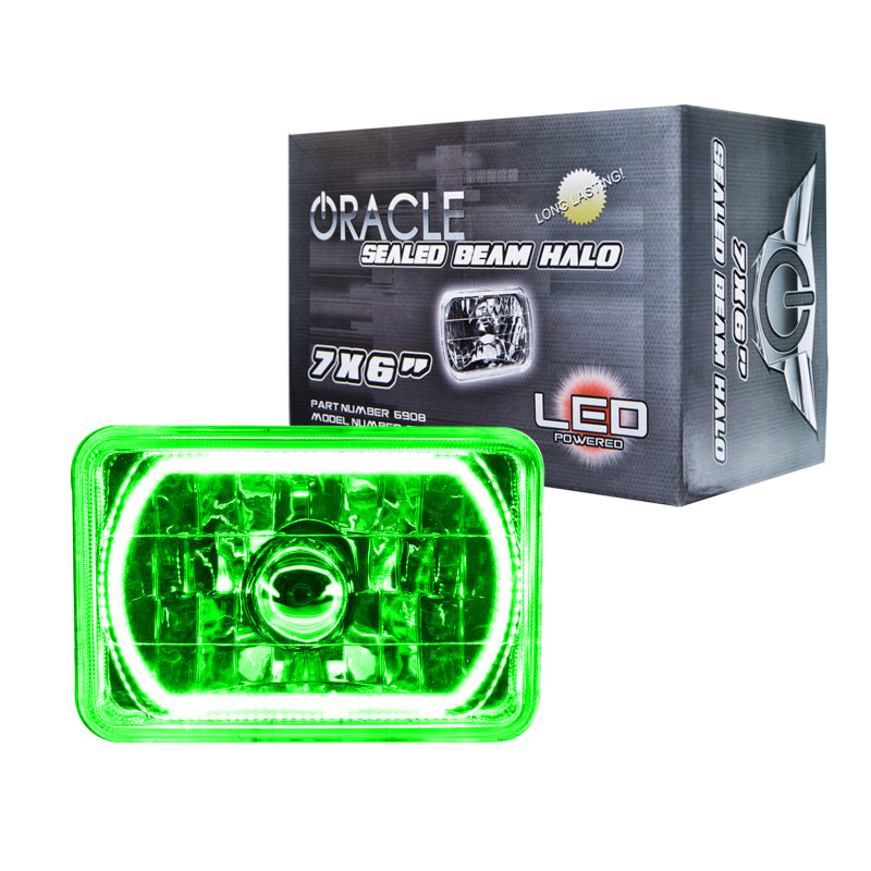 Oracle Pre-Installed Lights 7x6 IN. Sealed Beam - Green Halo ORACLE Lighting Headlights
