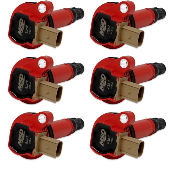 MSD Ignition Coil - Ford EcoBoost - 3.5L V6 - 3-Pin Connector - Red - 6-Pack 82576 MSD Autoparts