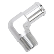 Edelbrock Hose End 90-Deg 1/2In NPT to 3/4In Barb Clear Anodize Edelbrock Fittings