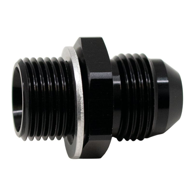 DeatschWerks 8AN Male Flare to M18 X 1.5 Male Metric Adapter (Incl Washer) - Anodized Matte Black DeatschWerks Fittings