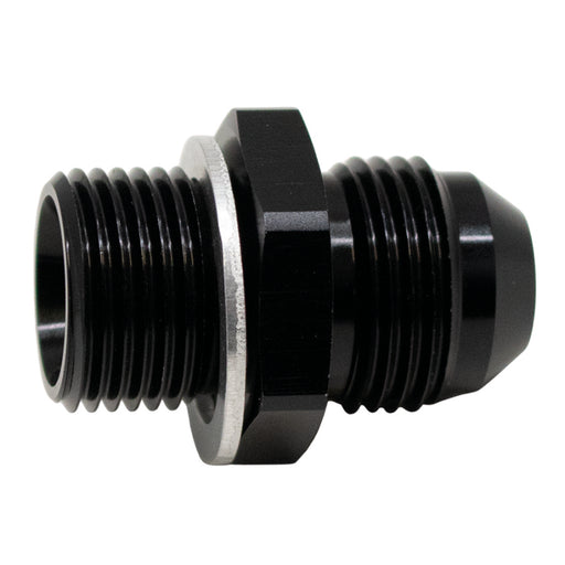 DeatschWerks 8AN Male Flare to M18 X 1.5 Male Metric Adapter (Incl Washer) - Anodized Matte Black DeatschWerks Fittings