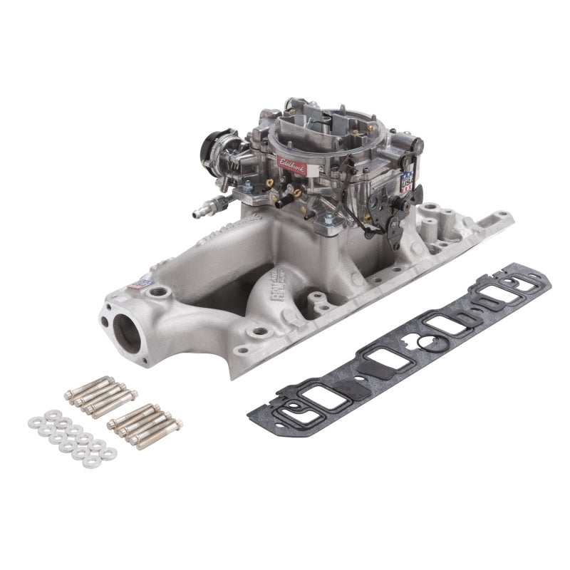Edelbrock Manifold And Carb Kit Performer RPM Air-Gap Small Block Ford 289-302 Natural Finish Edelbrock Intake Manifolds