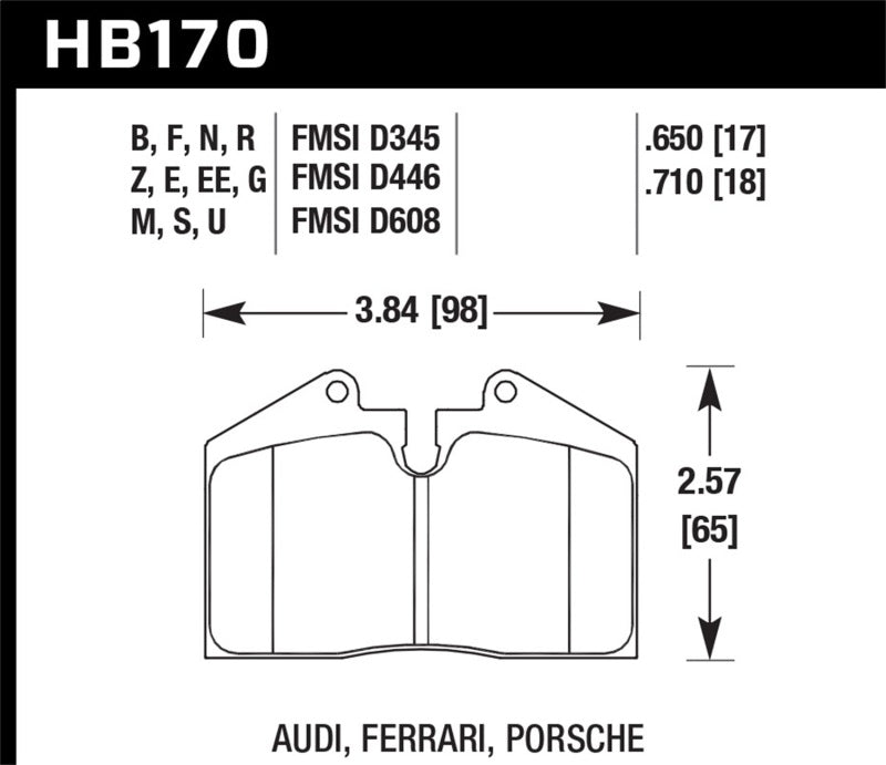 Hawk 1999 Ferrari F355 Front ER-1 Brake Pads Hawk Performance Brake Pads - Racing