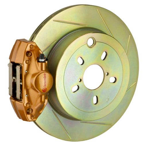 Brembo 02-07 Impreza/WRX Rear GT BBK 2 Piston Cast 2pc 316 x20 1pc Rotor Slotted Type1 - Gold Brembo Brake Kits - Performance Slot