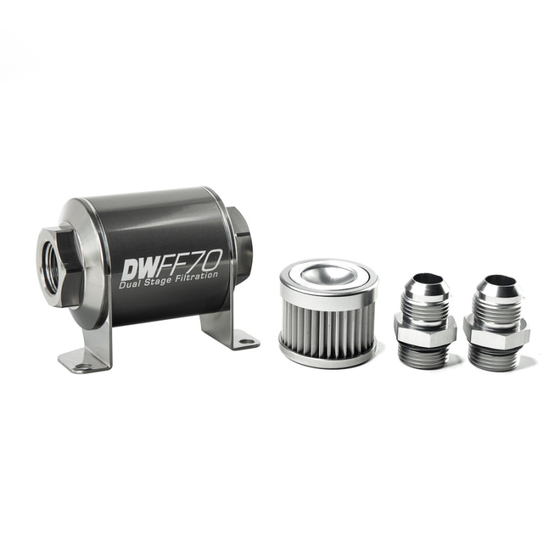 DeatschWerks Stainless Steel 10AN 10 Micron Universal Inline Fuel Filter Housing Kit (70mm) DeatschWerks Fuel Filters