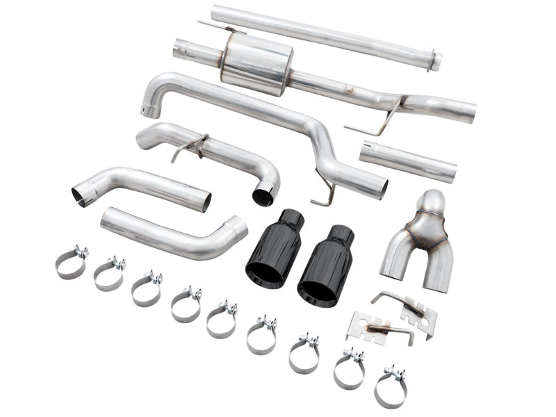 AWE 0FG 21+ Ford F150 Dual Split Rear Cat-Back Exhaust- 5in Diamond Black Tips AWE Tuning EXHAUST-Catback